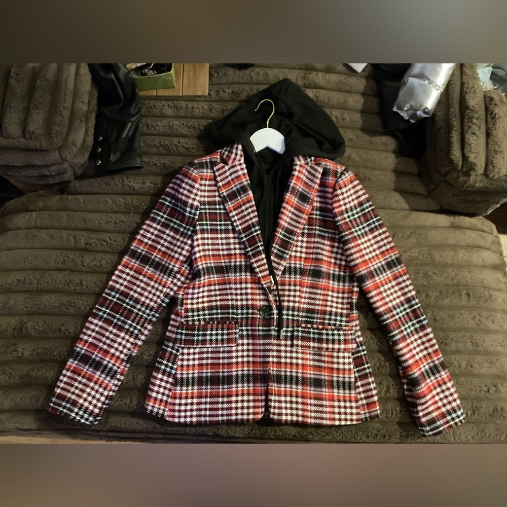 Central Park West Red and Black Plaid Jacket